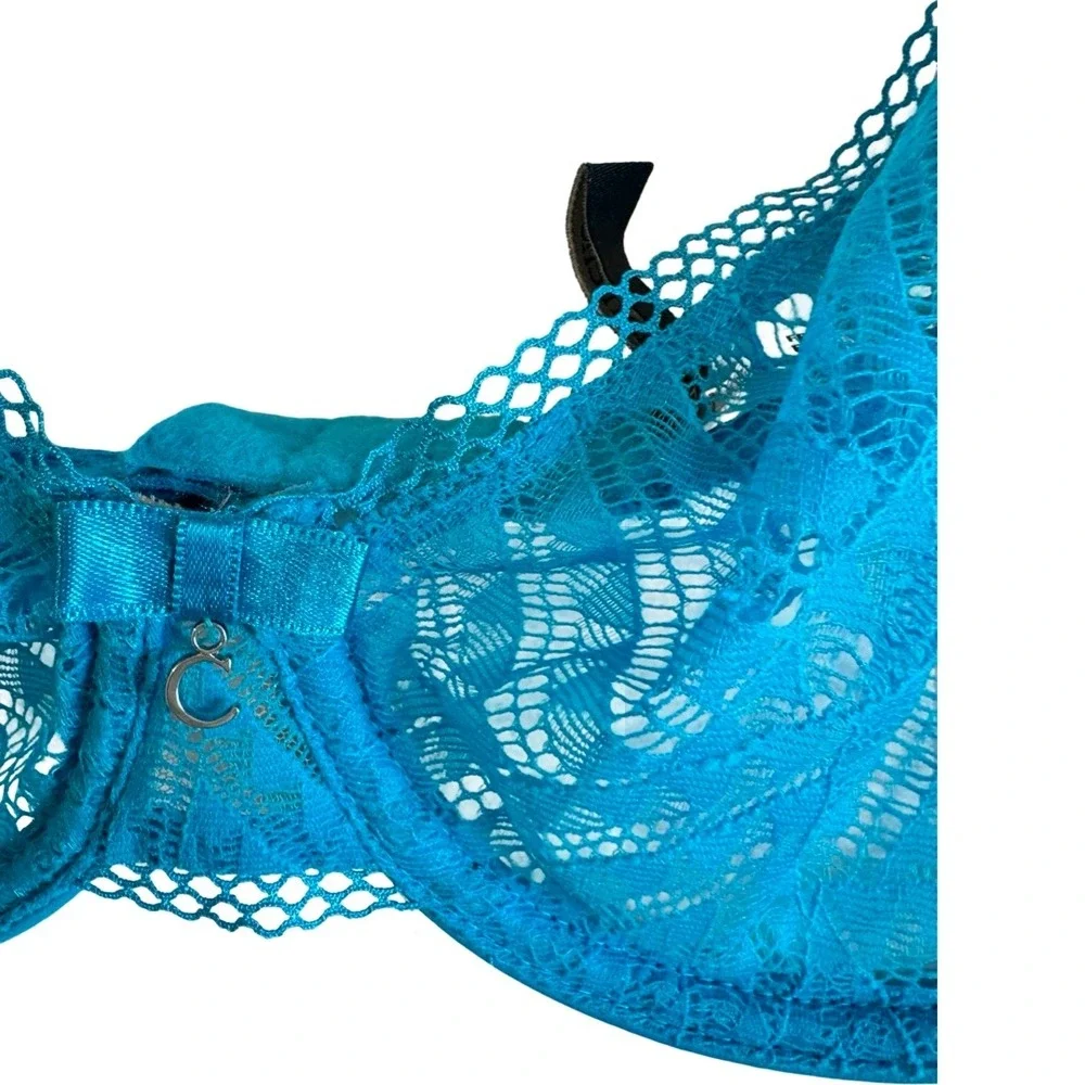Chantelle Turquoise Blue Lace Unlined Underwire Bra 32D NWT 2141/JX - Picture 4 of 7